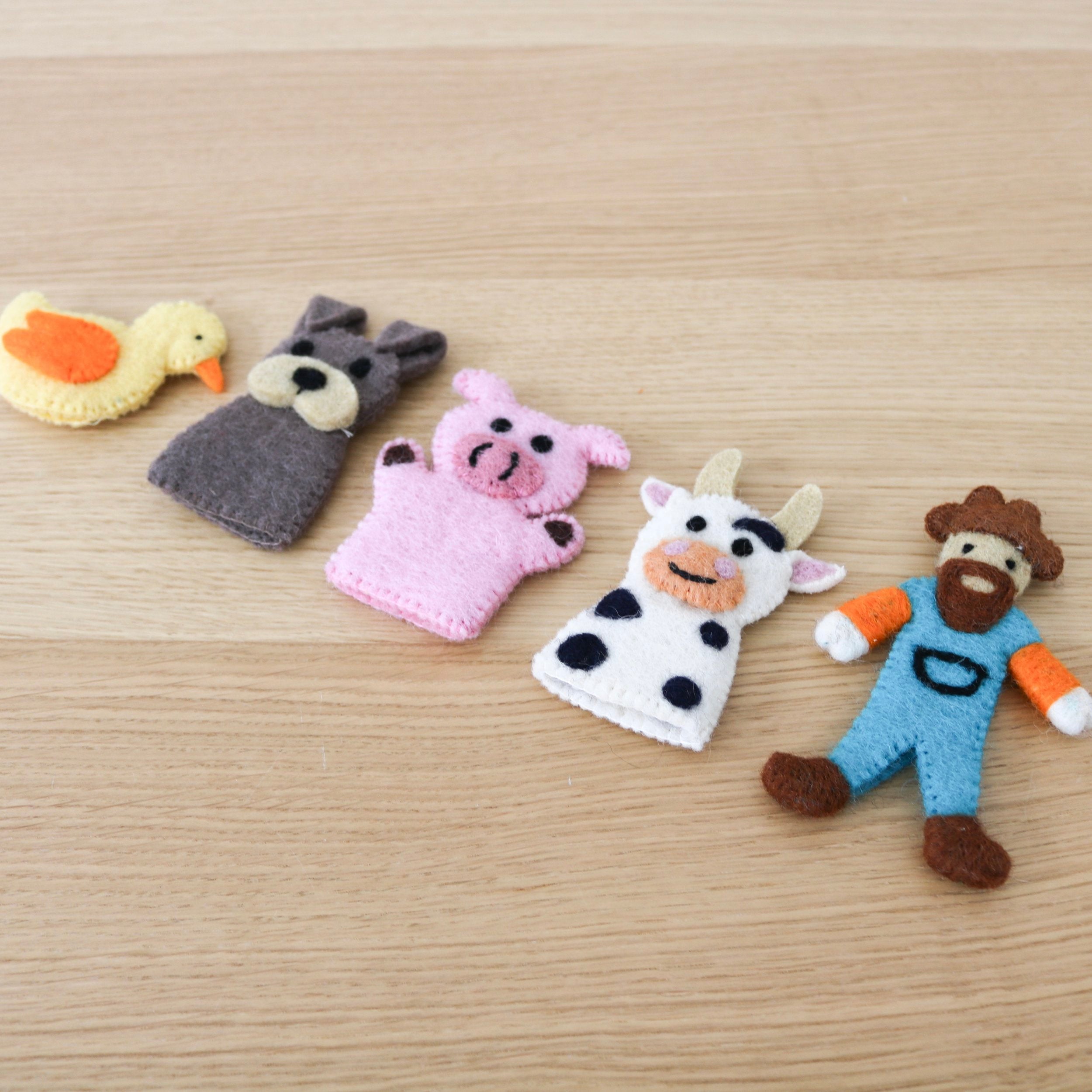 Marionnettes à doigts sur le thème de la ferme (5 pièces) 
