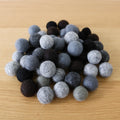 Grey and Black Felt Balls (52 pcs.)
