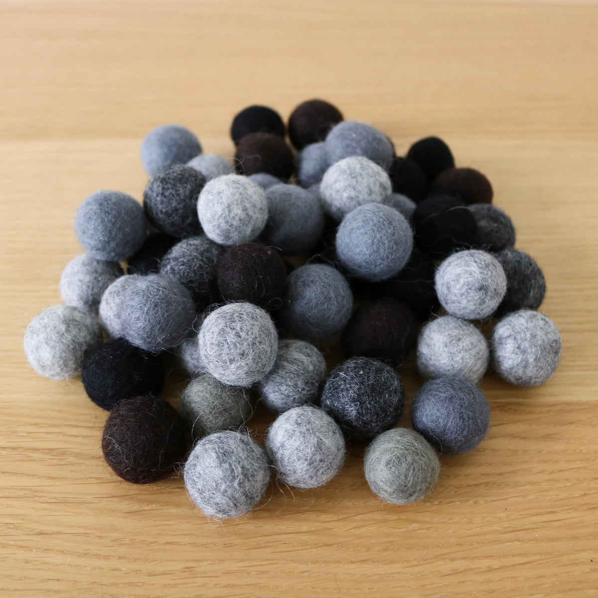 Grey and Black Felt Balls (52 pcs.)
