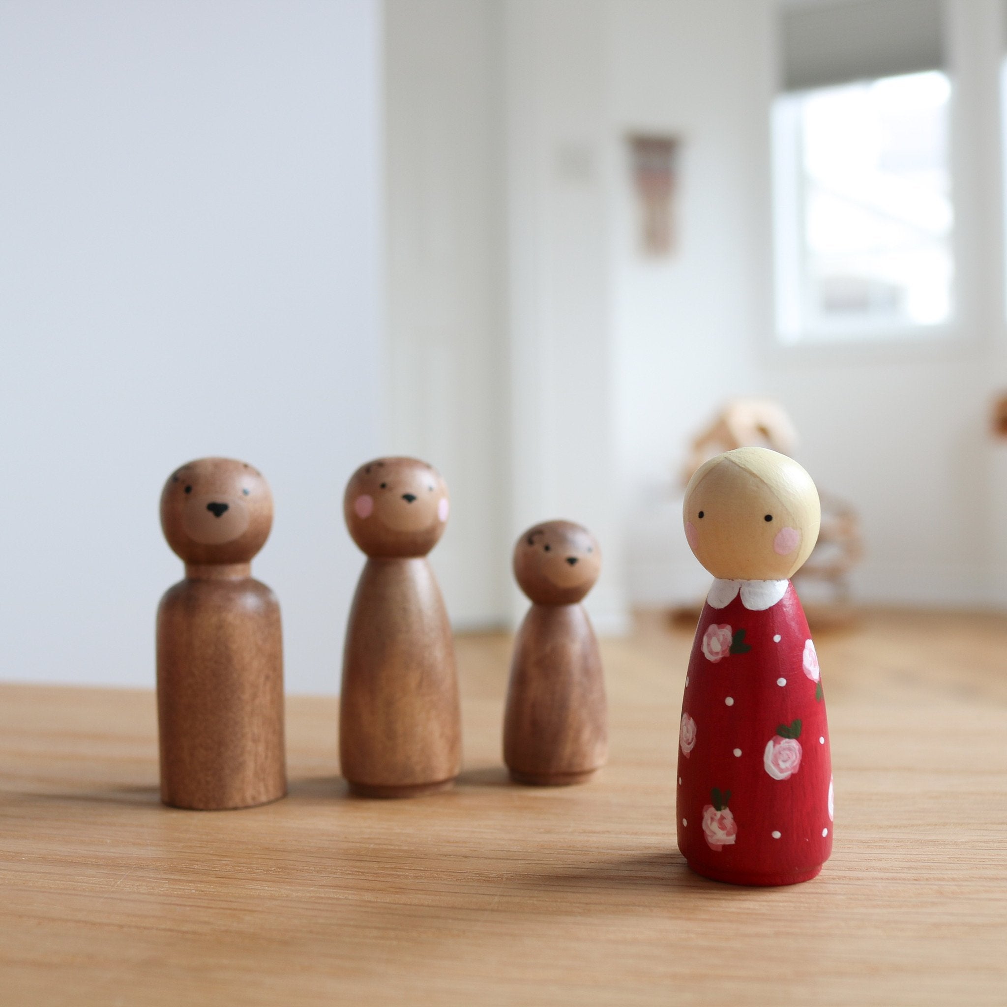 Poupées en bois Boucle d'or et les trois ours