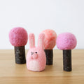 Arbres printaniers et lapin (4 pièces) 