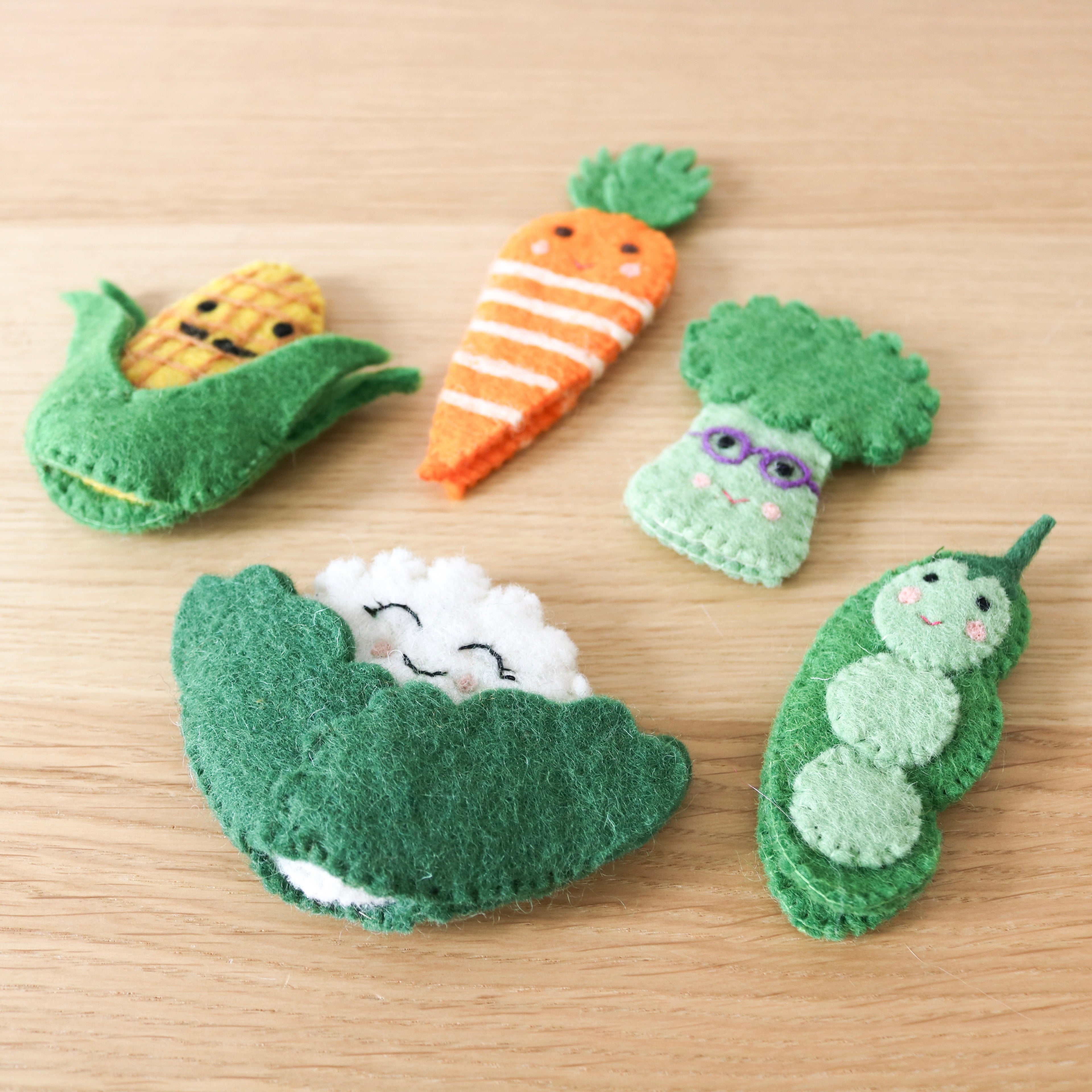 Felt Vegetables Finger Puppets Set