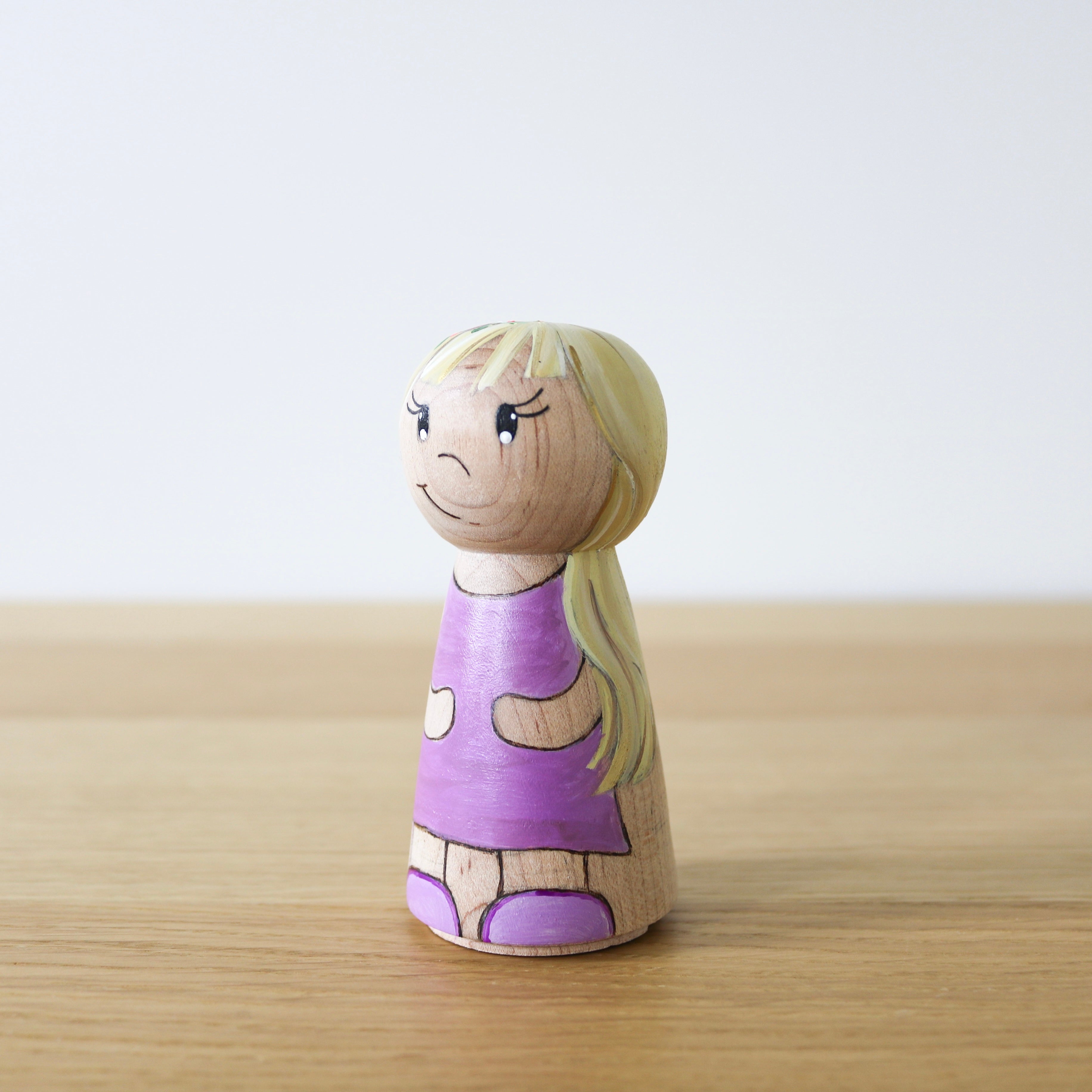 Jumbo Girl in Purple Dress Peg Doll