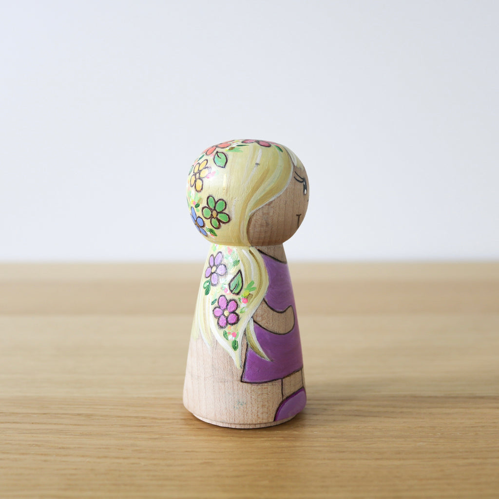Jumbo Girl in Purple Dress Peg Doll