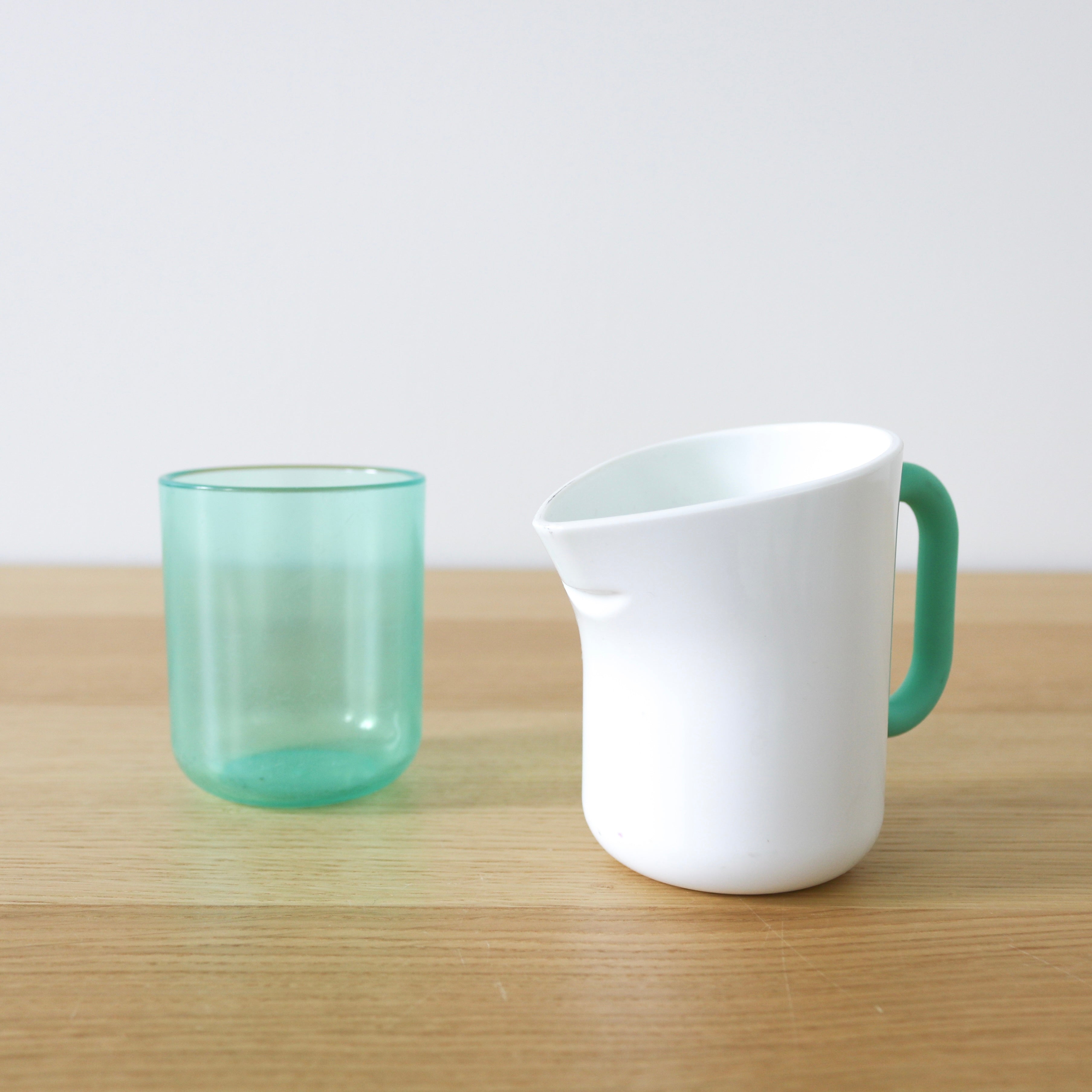Grooved Pitcher and Glass